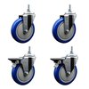 Service Caster 5 Inch Blue Polyurethane 12 MM Threaded Stem Caster Set 2 Brakes SCC SCC-TS20S514-PPUB-BLUE-M1215-2-PLB-2